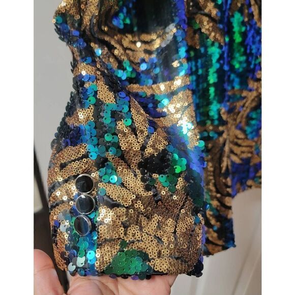Sparkly Dark Green Sequins Men's Blazer M - Picture 9 of 10